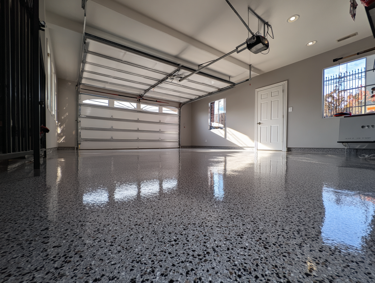 Beautiful epoxy garage floor after installation